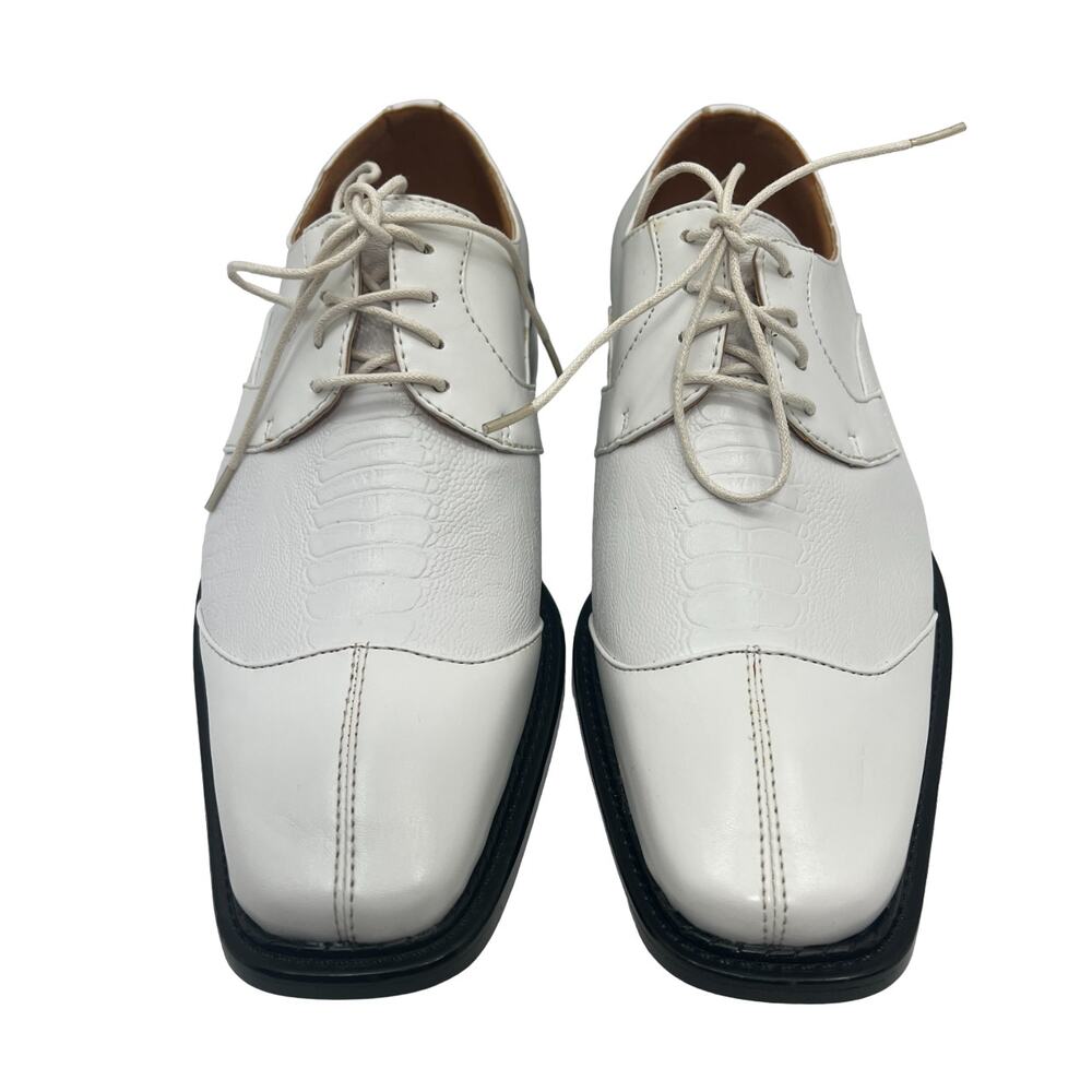 Antonio Cerrelli Elite 6184 White Square Toe Embossed Derby Mens 8.5 Dress Shoes